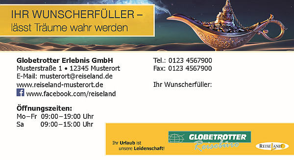 Katalogaufkleber Globetrotter Wunscherfüller